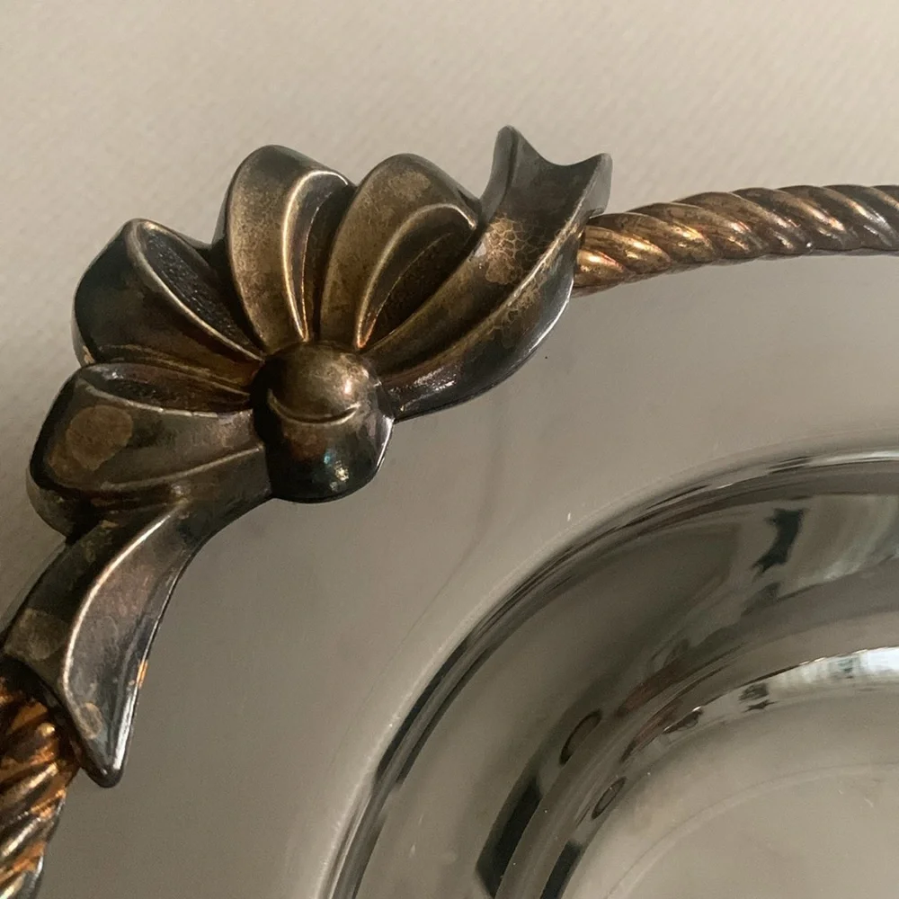 Vintage Oneida Silver and Gold Oval Serving Platter